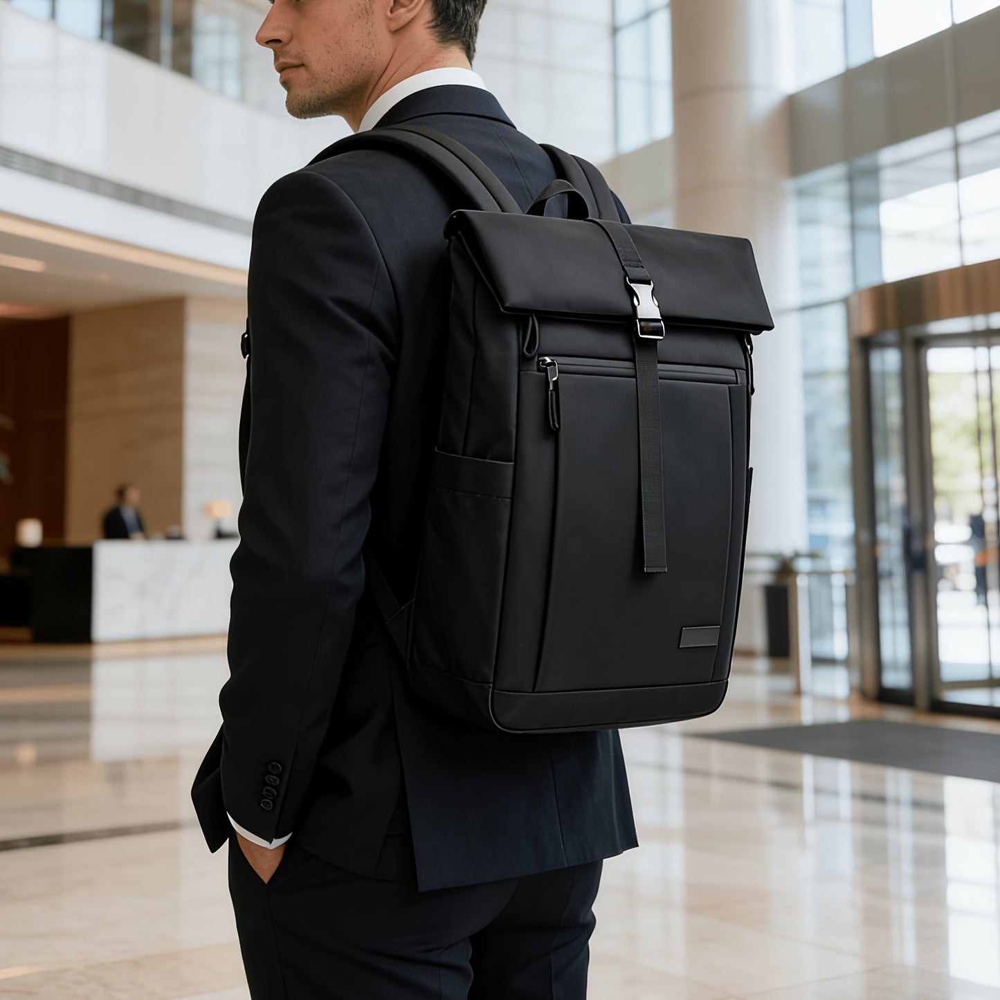 Casual Roll-Top Oxford Backpack for Men, College & Commuting