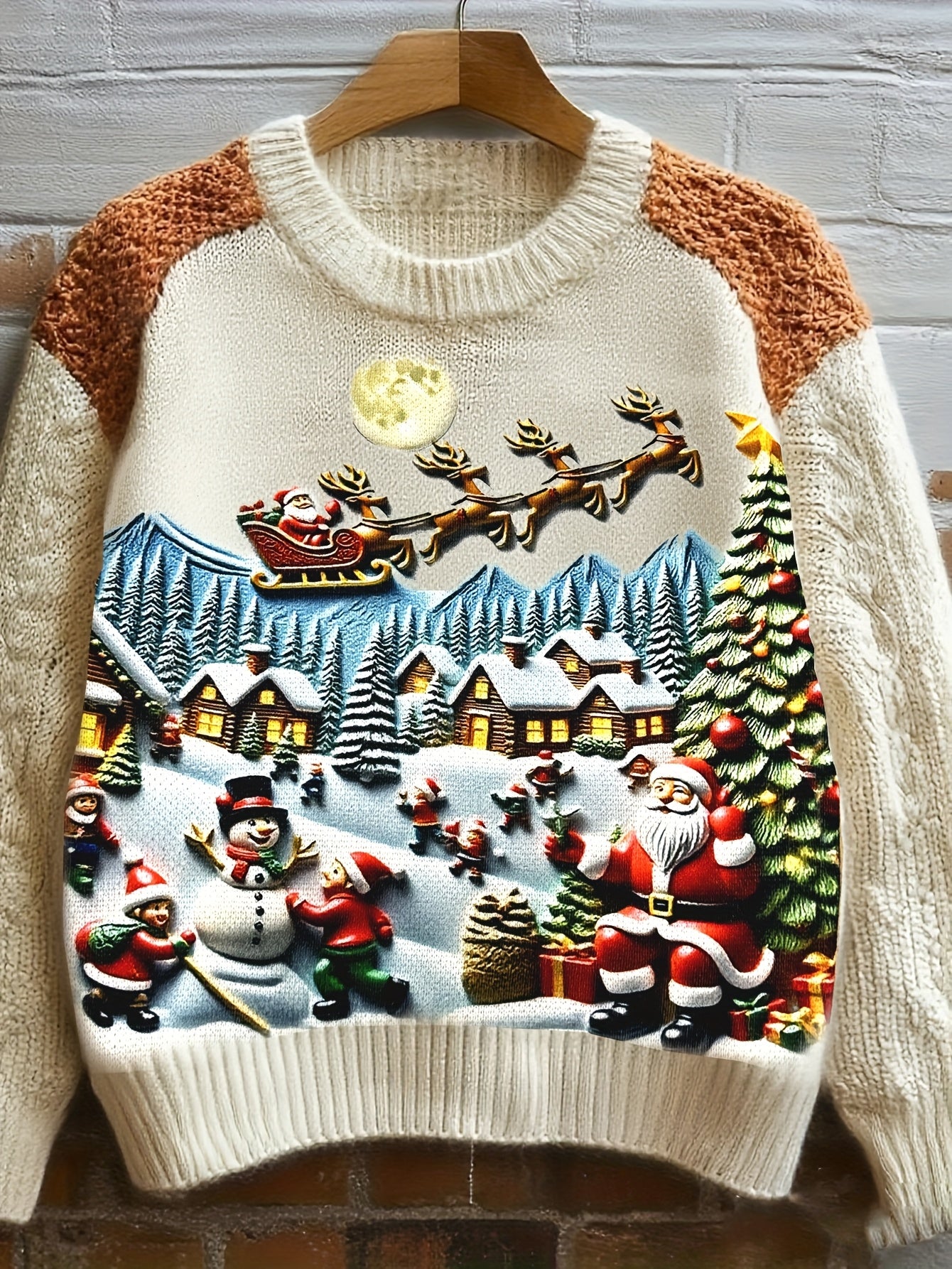 Christmas Sweater Women's Adult Winter Color Block Top with Reindeer Snowflake Print, Comfortable and Fun Holiday Pullover for Christmas Parties Holiday Gatherings Family Reunions Office Parties - Holiday Themed Outfit