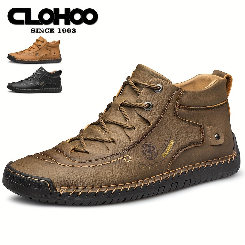 Men's Casual Hand-Stitched Rubber Sole Lace-Up Shoes