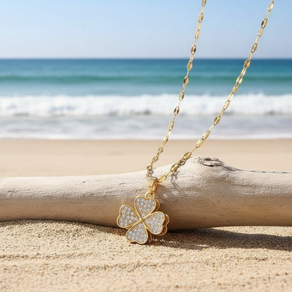 Rotatable Four-Leaf Clover Pendant Necklace for Women