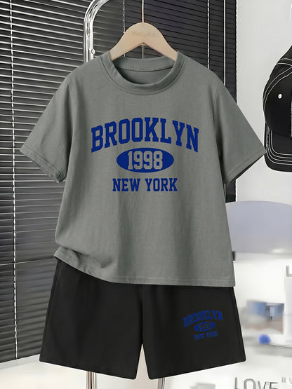 Boys' Cotton T-Shirt & Shorts Set Casual Spring Summer Outfit