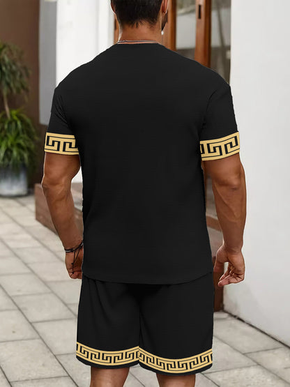 Men's Summer Casual Sports Set - Breathable T-Shirt & Shorts