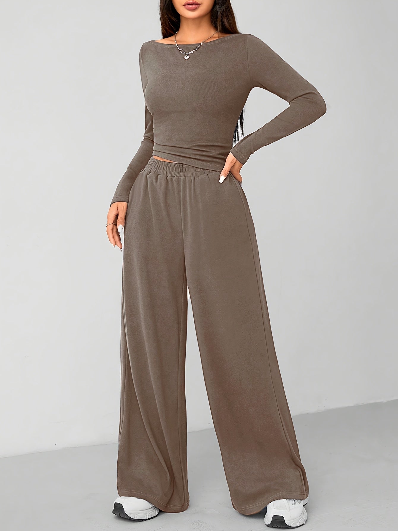 Relaxed Fit Women's Flared Pants Two-Piece Fashion Irregular Home Set