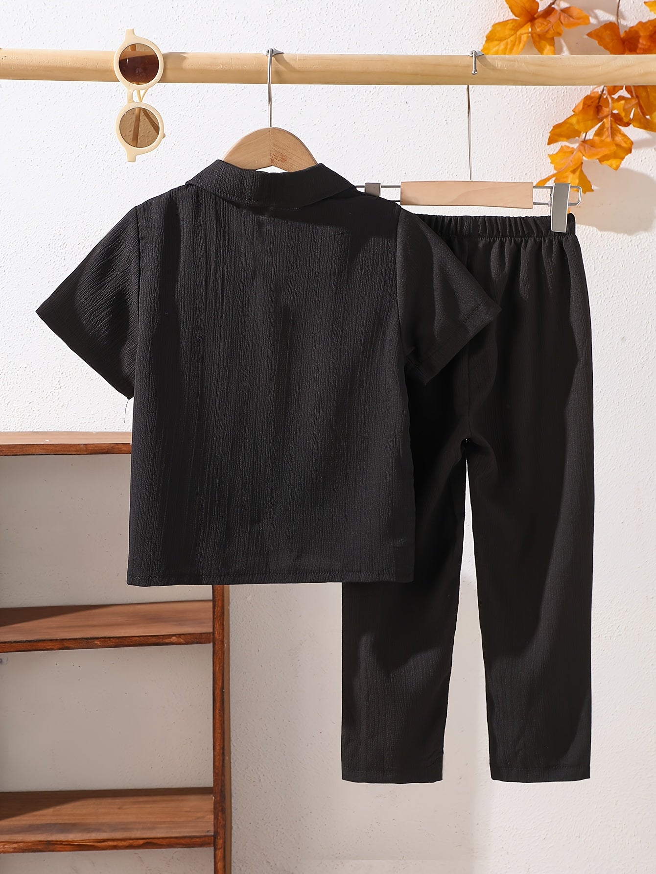 Boys' Casual Short-Sleeve Shirt and Trousers Set for Spring/Summer