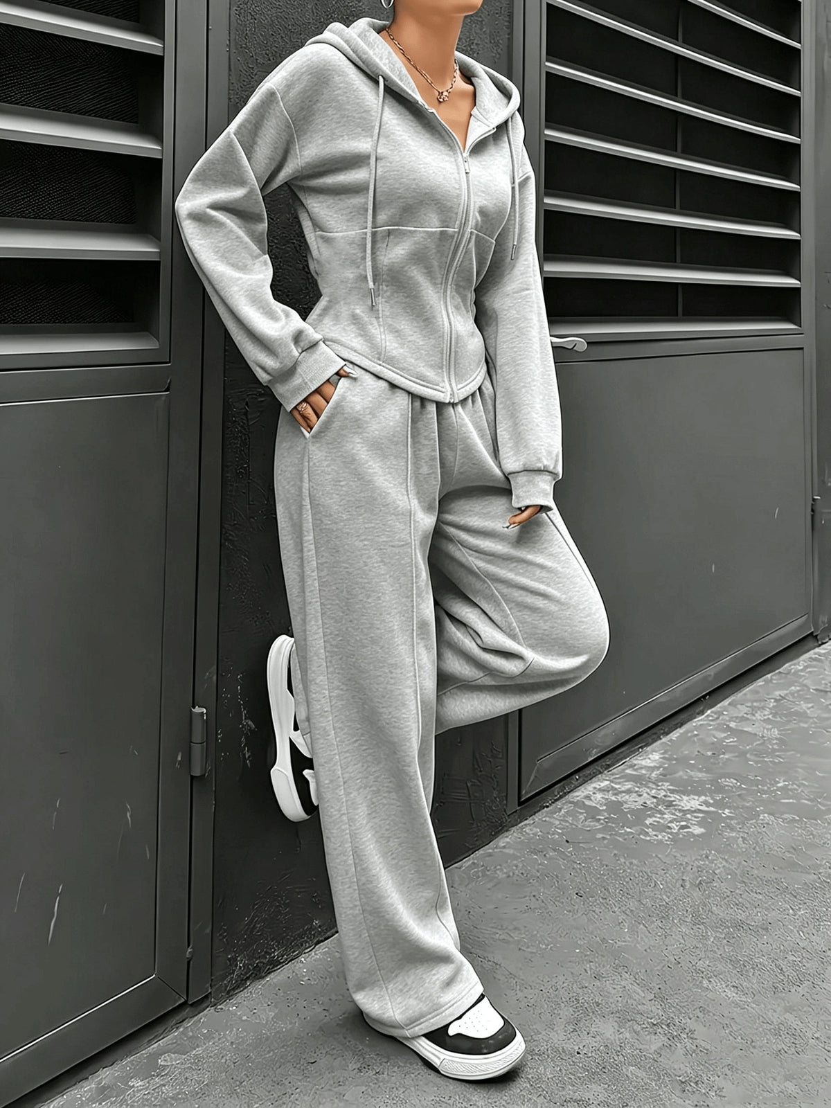 Women's Hoodie & Wide-Leg Sweatpants Set for Fall/Winter