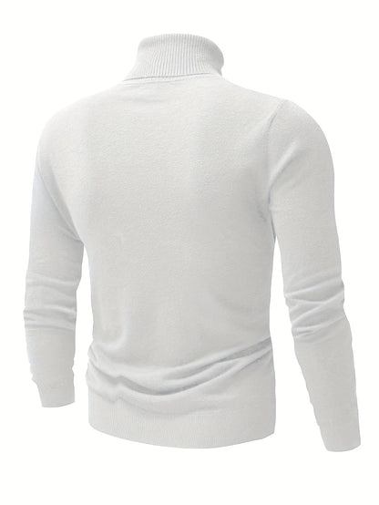 Men'S High-Neck Knitted Sweater | Slim Fit Pullover with Embroidered Spurs Design, Soft and Comfortable, Rayon Fabric, Fall/Winter Collection