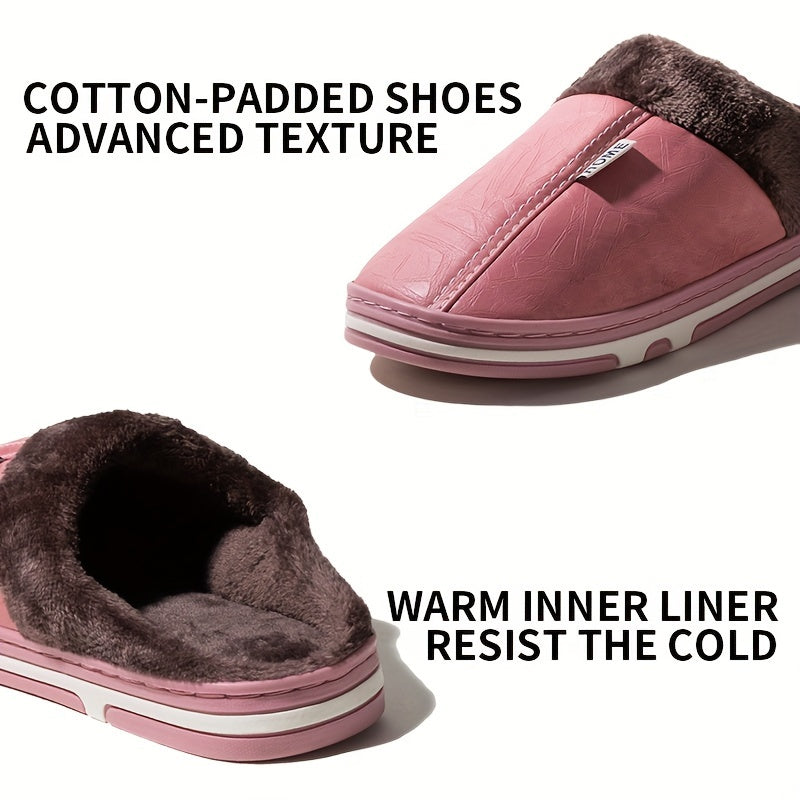 PU Slip-On Indoor Slippers for Men and Women with Thick Sole