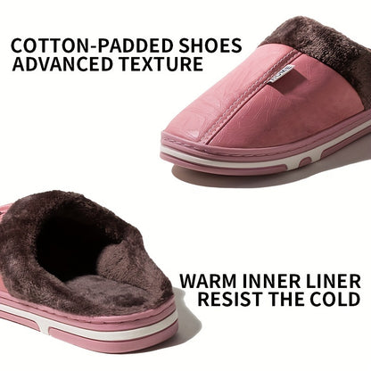 PU Slip-On Indoor Slippers for Men and Women with Thick Sole