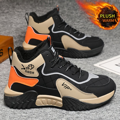 Men's Winter Fleece Ankle Boots Warm Non-Slip Casual Shoes
