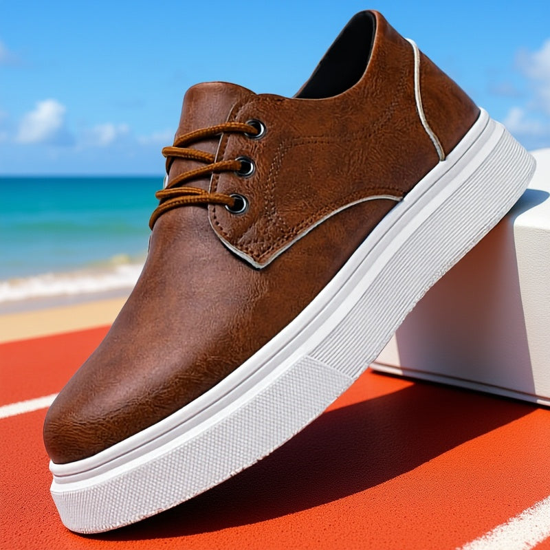 Plus-Size Men's Low-Top Skate Sneakers, Casual PU Shoes