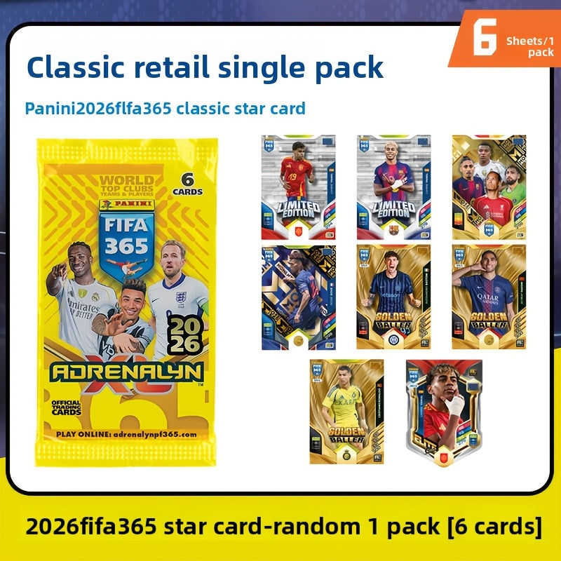 2026 Panini 365 Adrenalyn XL Card Pack - 6 Cards Collection