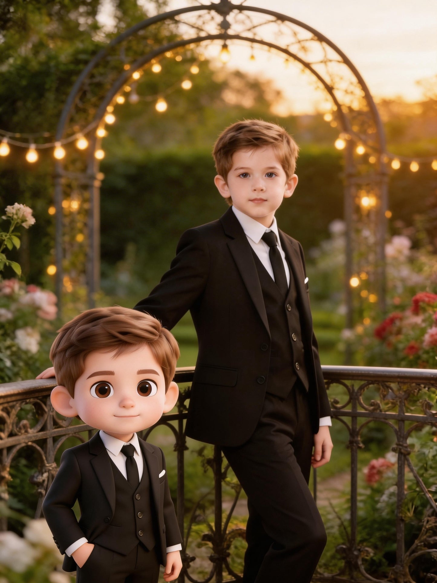 Boys' Korean Style 4-Piece Suit Set with Jacket, Vest, Pants, Tie