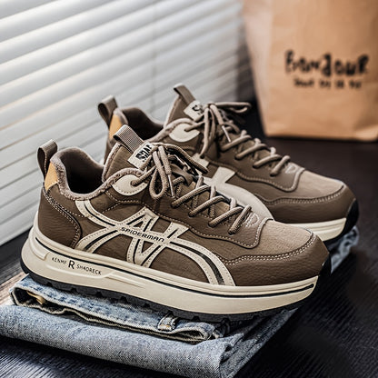 Men's Winter Thermal Low-Top Sneakers with Warm - All-Black Round Toe Lace-Up Shoes Suitable for, Outdoor, Daily Wear - Rubber Sole & Upper