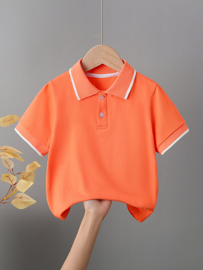 Kids' Cotton Polo Shirt Summer Casual Short Sleeve Top