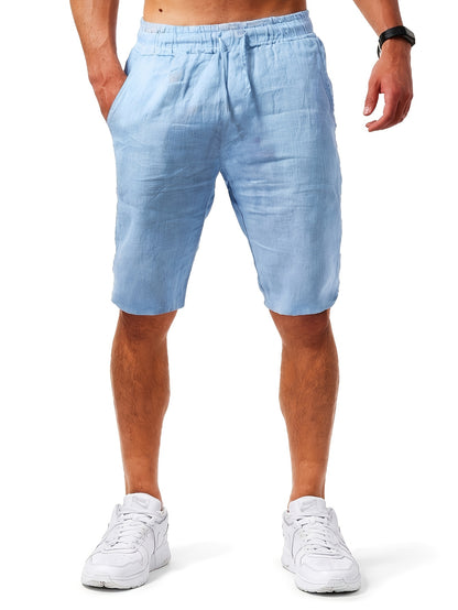 Men's Cotton Casual Beach Shorts with Drawstring Waist 3-Pack