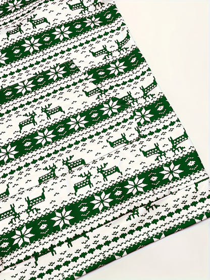 Women'S Christmas Deer & Snowflake Print Hooded Sweater Dress - Long Sleeve Winter Warmth, Red & Holiday Party Outfit with Pompom Sleeves