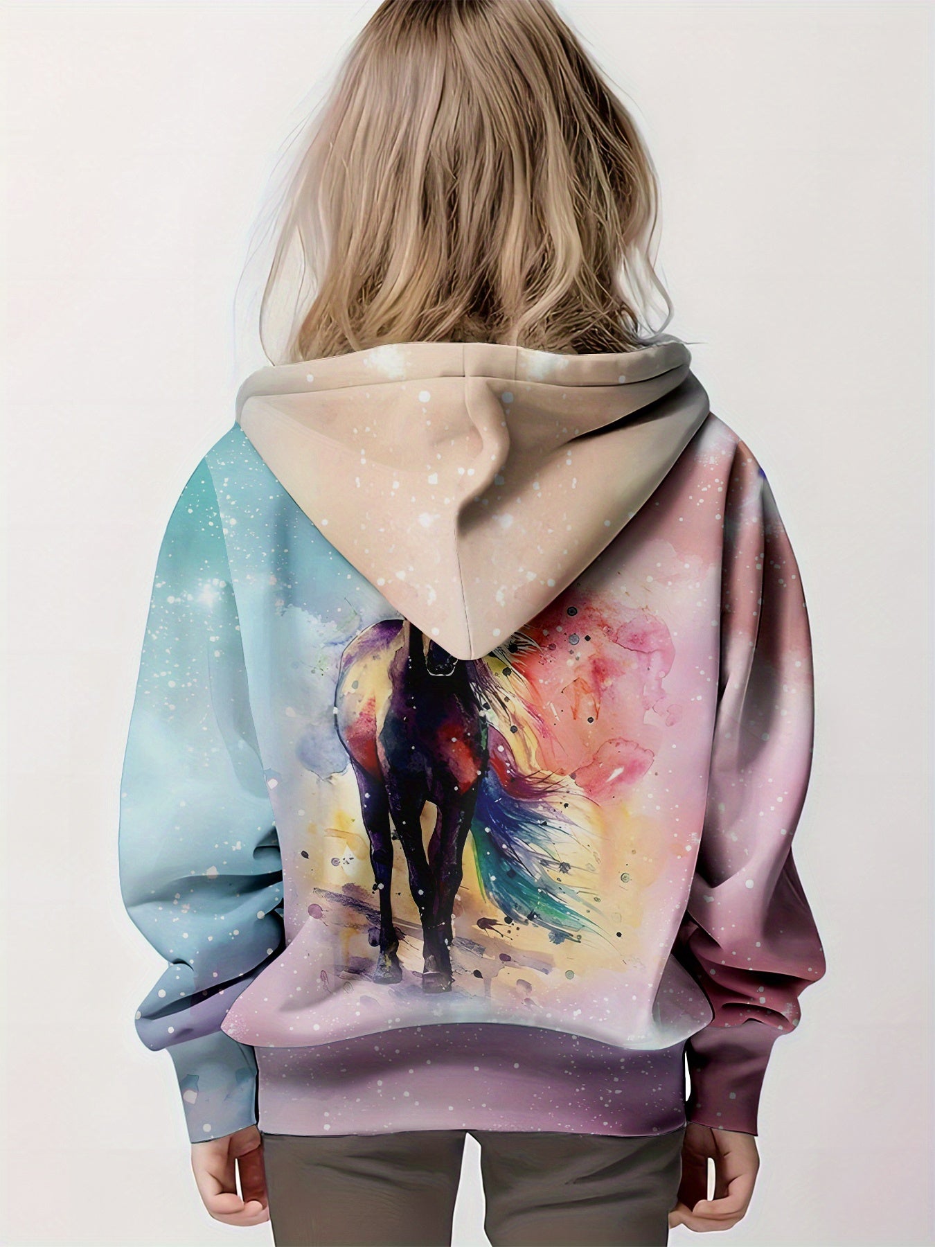 Girls' Hoodie - Pastel Pink/Blue/Purple/Orange/Teal/, Machine Washable Sweater for Everyday & Birthday Outfits - Ideal Girls Clothing Gift, Smooth Texture Fabric