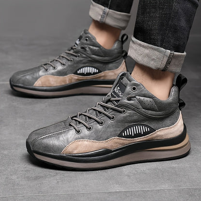 Men's High-Top Hiking Boots with Cushioning and Rugged Sole