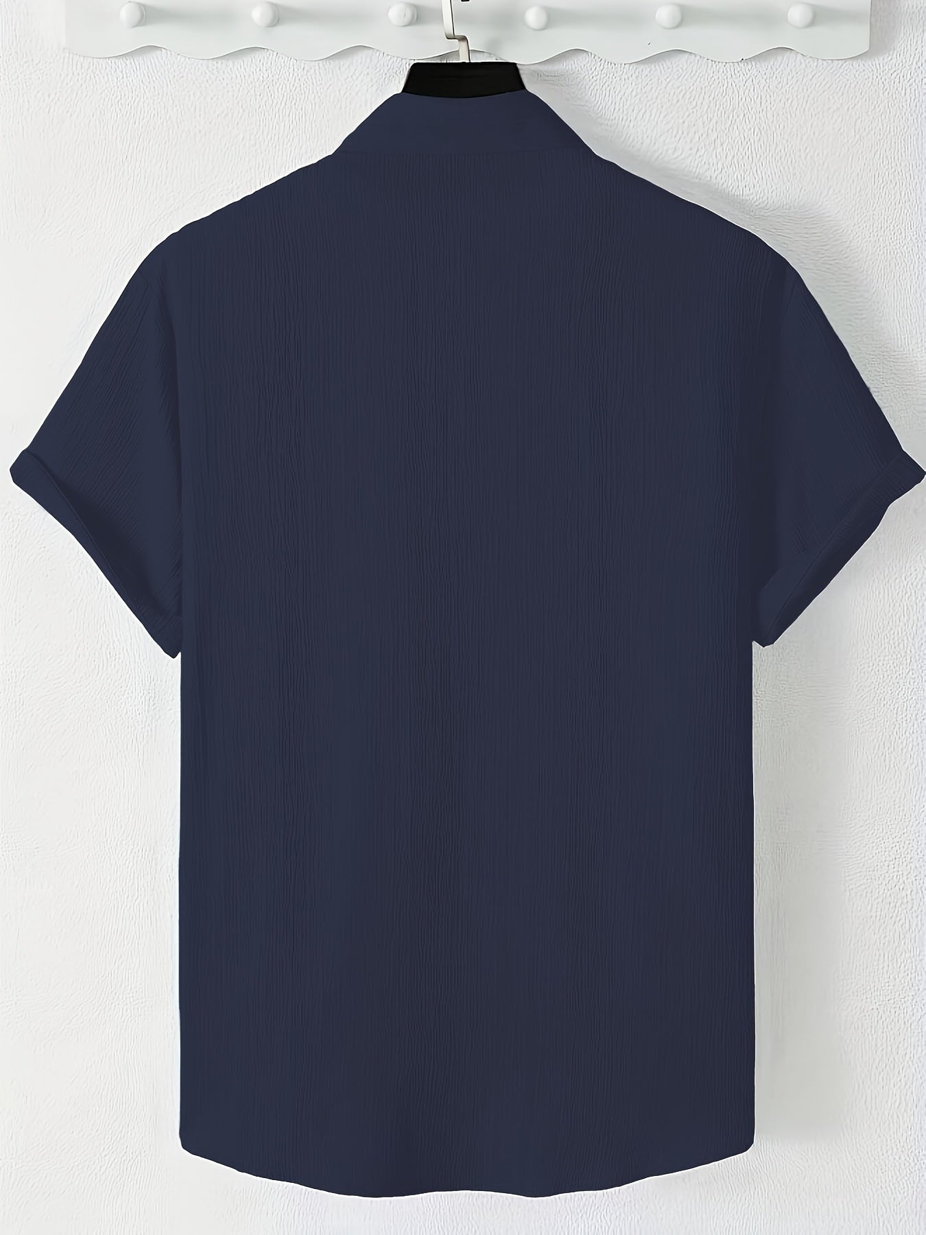 Men's Casual Button-Front Shirt with Lapel Collar, Lightweight Polyest