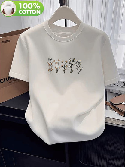 Women's Casual Cotton T-Shirt, Short Sleeve, Comfortable Fit