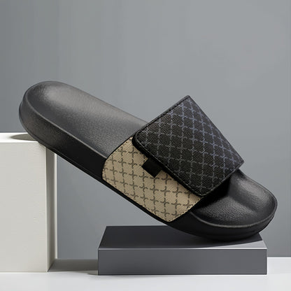 Men's Casual High Contrast Slides with Textured EVA Footbed