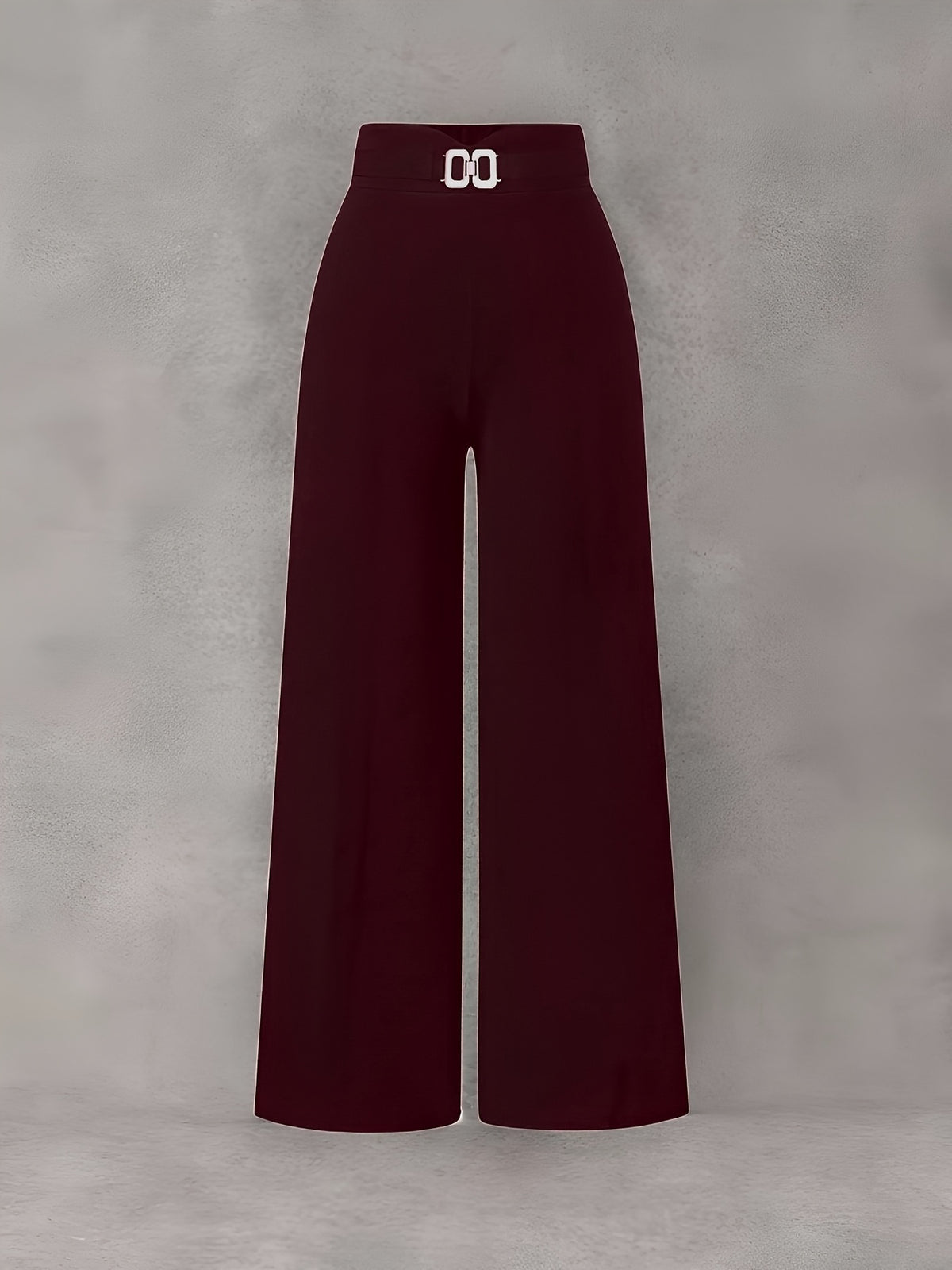 Elegant Wide-Leg Stretch Pants for Women - Solid Color, All Season
