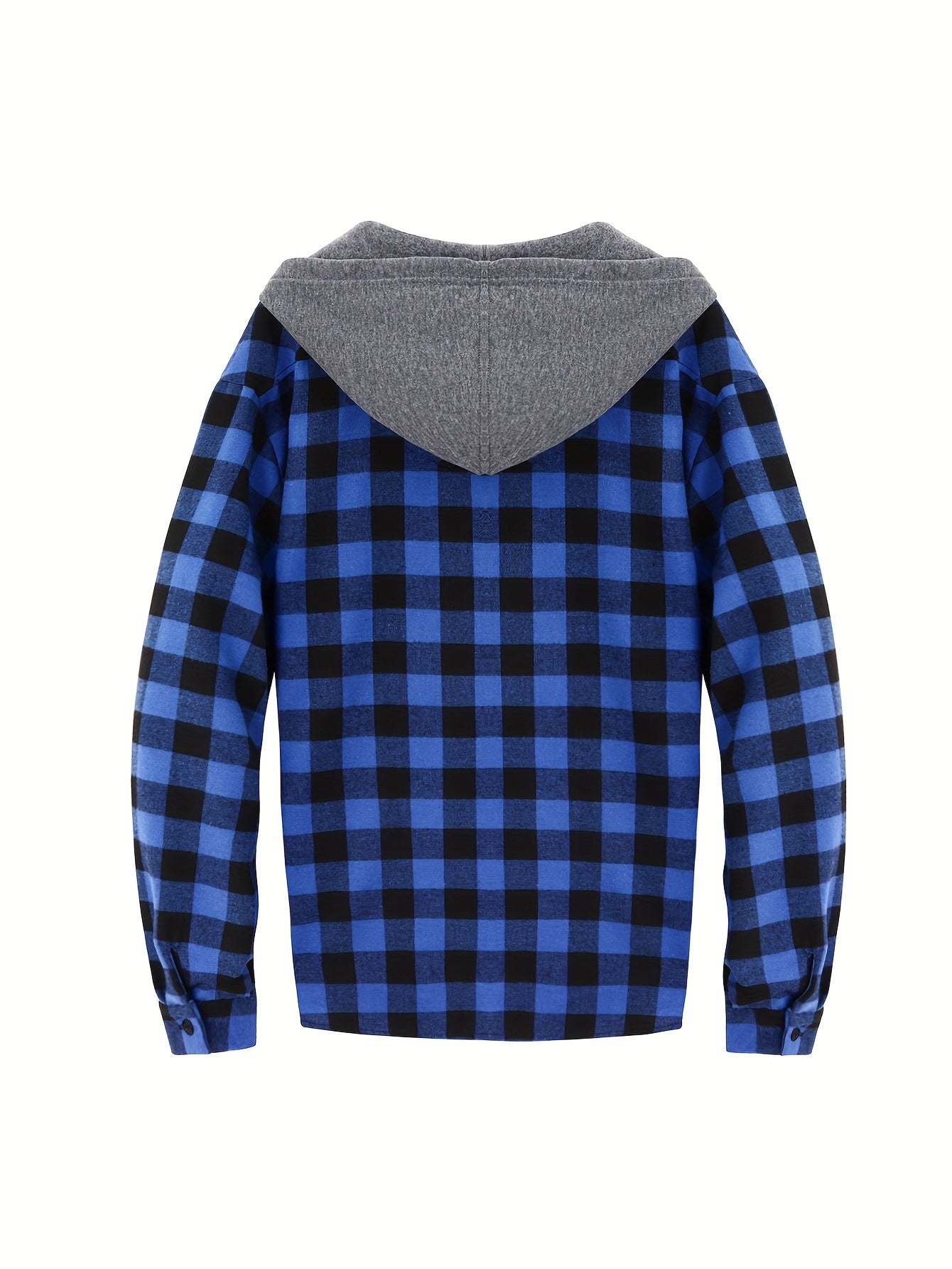 Plaid Shirt Coat For Men Long Sleeve Casual Regular Fit Button Up Hooded Shirts Jacket