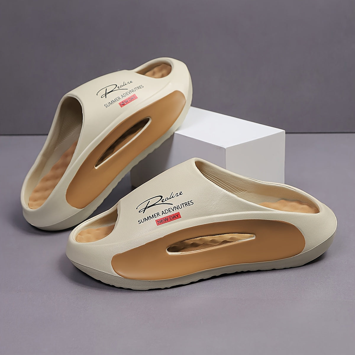 Men's Lightweight EVA Foot Massaging Slippers with Arch Support