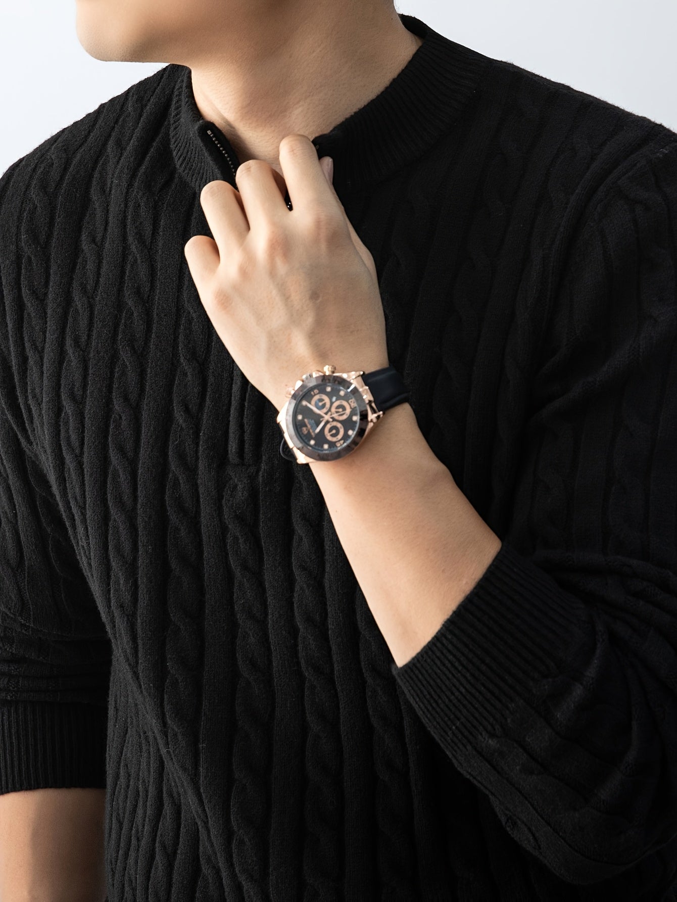 New Men'S Christmas Gift: a Thick, Warm, And Cold-Resistant Knitted Sweater with a Cable-Knit Design And a Zippered Collar, Suitable for Both Layering And Wearing Alone, Perfect for Casual And Versatile Outfits