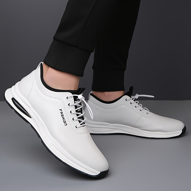 Men's Fashion Sneakers - Lightweight, Breathable Casual Shoes with Soft Rubber Sole, White  Black Design, Comfortable Low-Top Lace-Up Style for Casual Attire