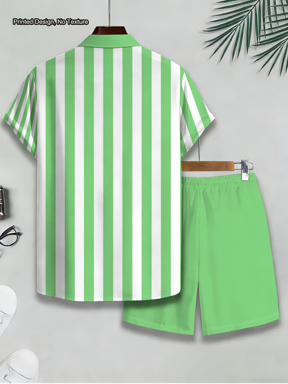 Men's Casual Summer Shirt & Shorts Set with Unique Print