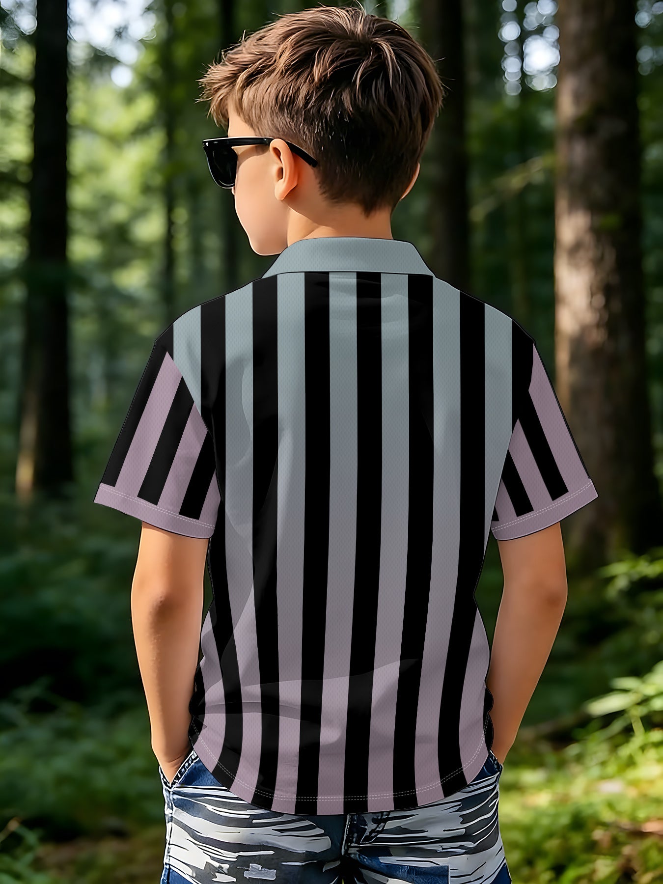 Boys' Summer Casual Polo Shirt with Printed Design