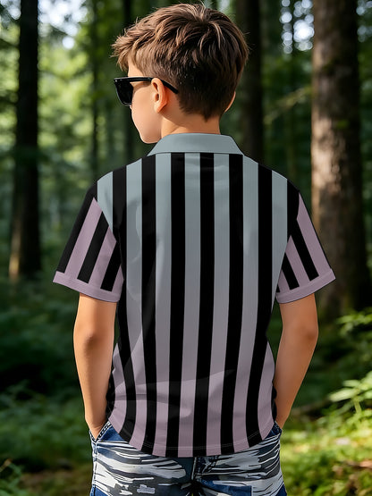 Boys' Summer Casual Polo Shirt with Printed Design