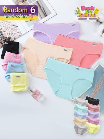 Girls' Soft Polyester Triangle Briefs - 6 Colors, All-Season Knit