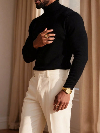 Men's High Neck Fashion Warm Comfortable Soft Skin-Friendly Commuter Sweater Inner Layer 1NG01
