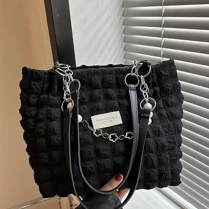 Summer Fresh and Sweet Ruffled Bubble Cloud Shoulder Bag, Large-capacity Tote for Outings and Commuting, Fashionable Women's Soft Handbag, Available in 4 Colors