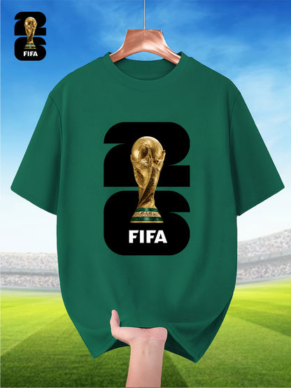 Men's Breathable Summer T-Shirt with FIFA World Cup Print