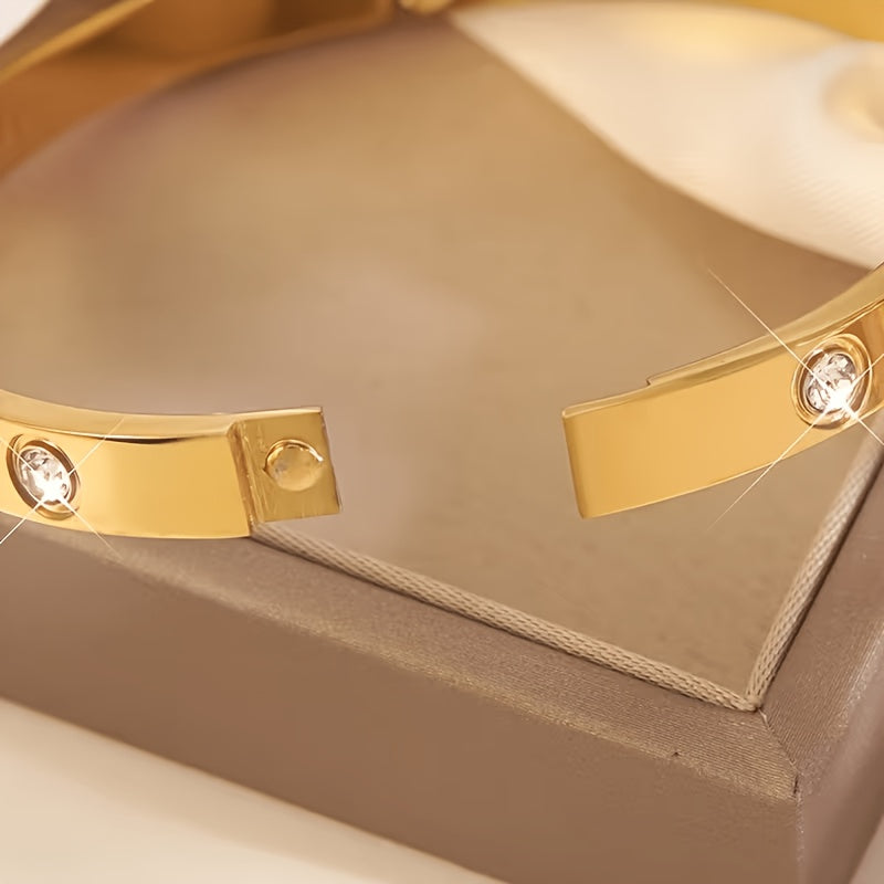 Women's 18K Gold-Plated Four-Leaf Clover Bracelet with Zirconia
