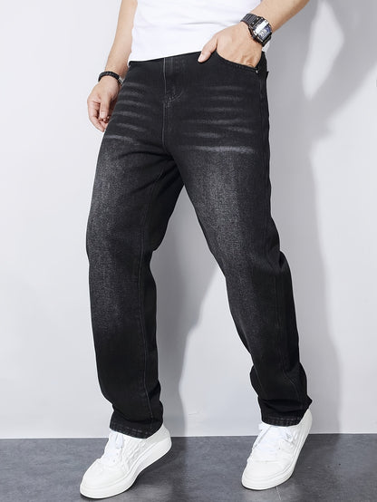 Black Casual Mid-Waist Denim Jeans for Teenagers