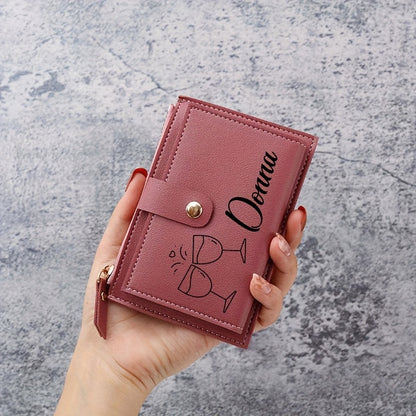 Women'S Personalized Custom Logo Name Wallet - Elegant Minimalist Zipper Closure, Multi-Card Holder & Coin Purse, Lightweight Compact Design with Golden-Tone Hardware, Perfect Gift For Birthdays, Valentine'S Day, Everyday Use