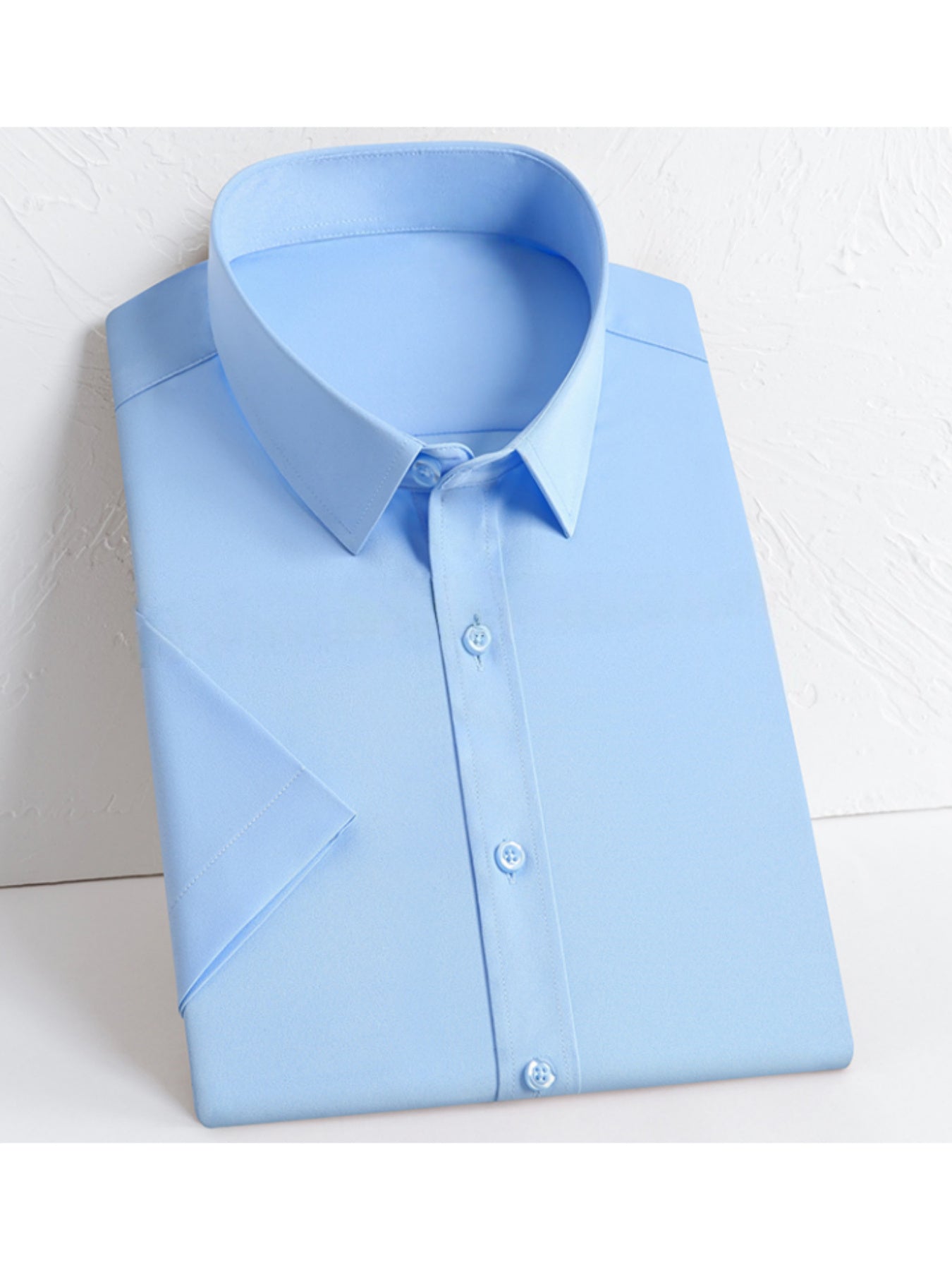 Men's Summer Slim Fit Short Sleeve Lapel Shirt Cotton Blend