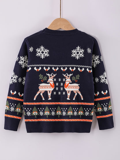 Boys' Sweater Christmas Autumn Winter Casual Fashion Sweet Romantic Loose Comfortable Round Neck Pullover Suitable for Daily Wear, Vacation, and School Knitwear