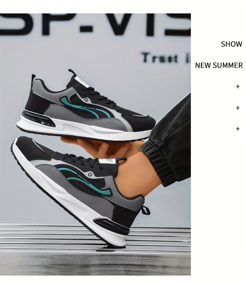 Men's Sneakers Running Shoes, Sporty Trendy Skate Shoes, Versatile Casual Loafers, Sailing Shoes, Flat Sole Skate Shoes, Green and Blue, for Spring, Autumn, Summer, All Seasons, Streetwear, Outdoor, Daily Wear, Hiking, Color- - ayq