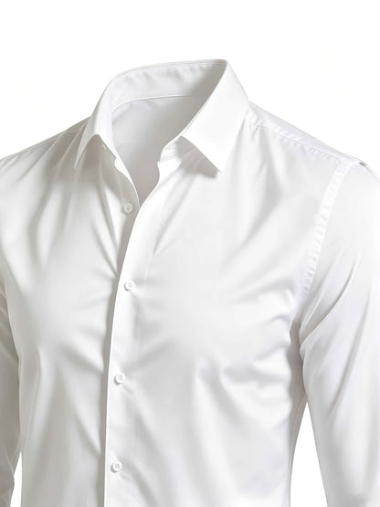 Men's Casual Long Sleeve Button-Up Solid Color Shirt