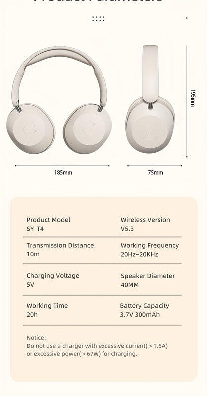 Wireless Headset with Pressure Relief Design, Bass Boost Built-in Microphone, Telescopic and Rotatable Flat Design, Auxiliary TF Mode for Gaming and Sports Use, Wireless Sports Earbuds, Office and Travel Compatible, Powerful