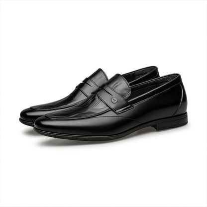 Men's Leather Embossed Loafers Casual Business Slip-On Shoes