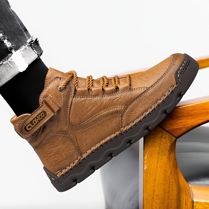 Men's Casual Mid-Top Lace-Up Rubber Sole Sports Shoes