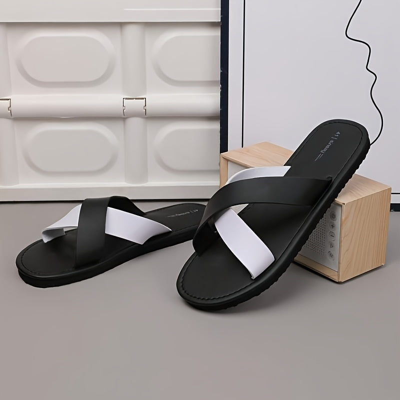 Men's Lightweight Slip-On Sandals with Criss-Cross Straps