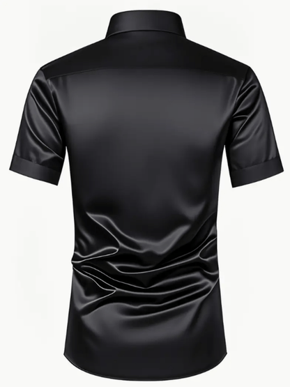 Men's Stretch Solid Color Short Sleeve Shirt for Summer