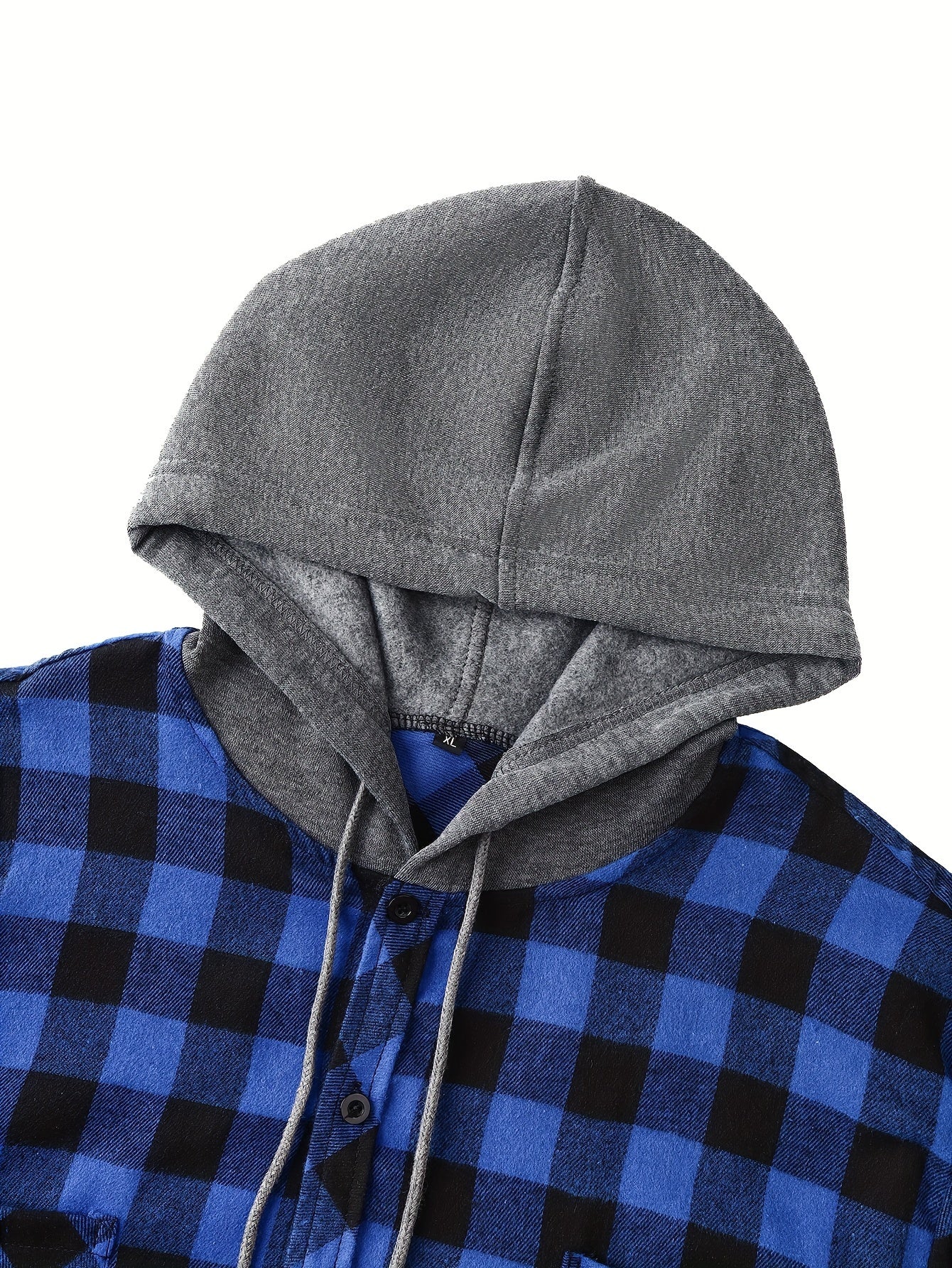 Plaid Shirt Coat For Men Long Sleeve Casual Regular Fit Button Up Hooded Shirts Jacket